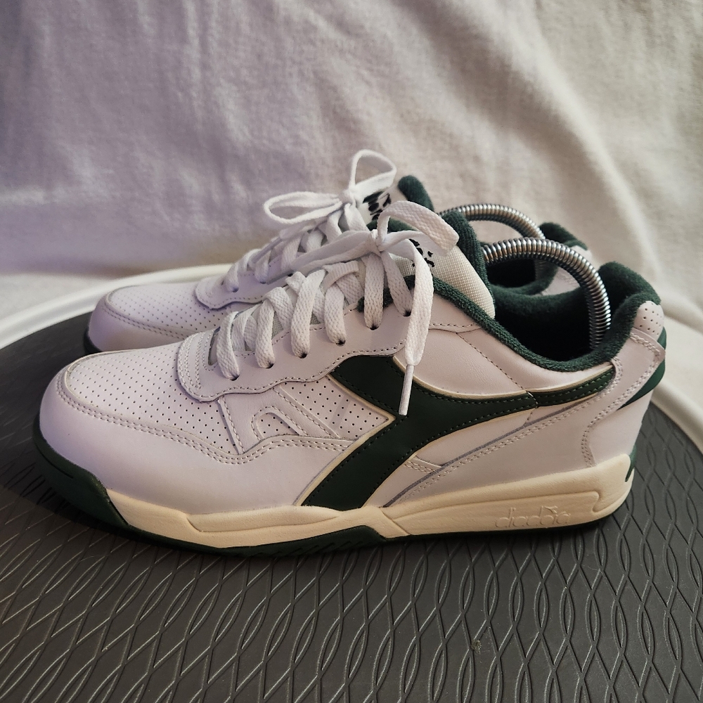 Diadora Winner Lace Up Mens White W/Green Sneakers, Mens 8, 501.179584/C1161